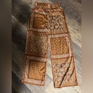 Satin Bandana Print Pants